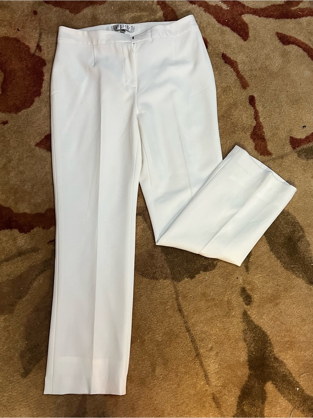Women's White Straight-Leg Dress Trousers